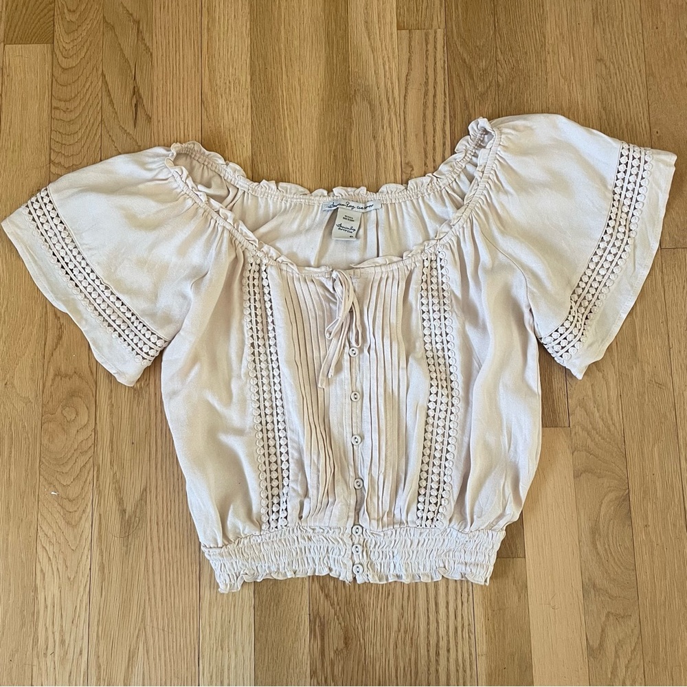 American Rag Short Sleeve Peasant Top Sz-S